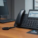 Desk phone on a hosted business phone system in a Nottingham office