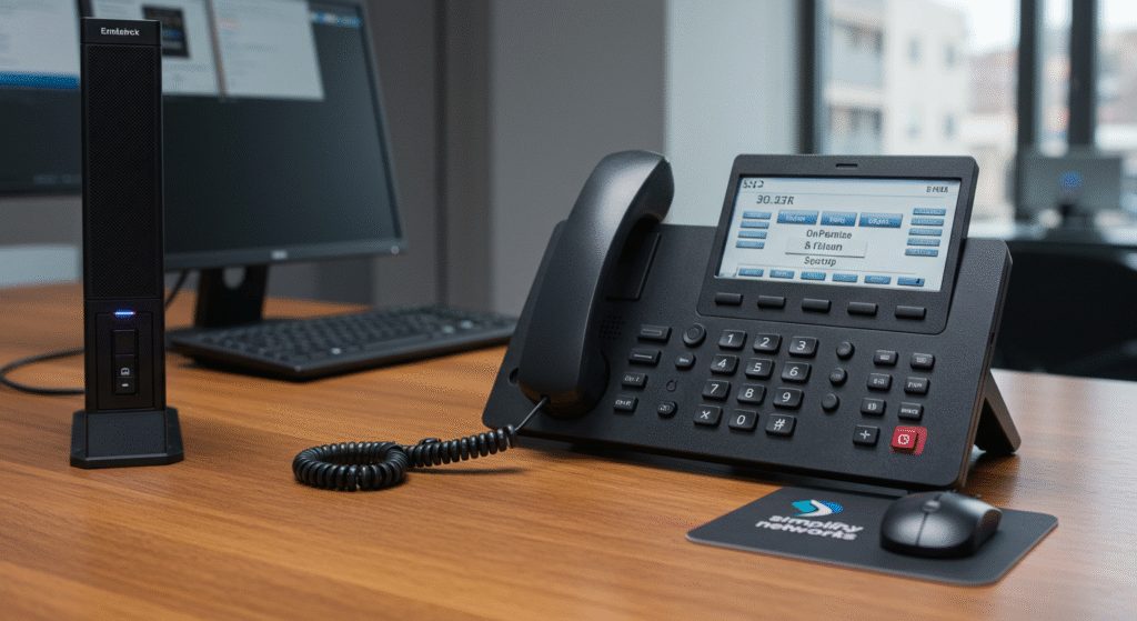 Desk phone on a hosted business phone system in a Nottingham office