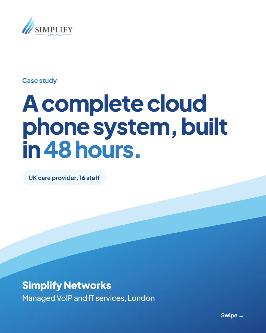 Case study cover: a complete cloud phone system built in 48 hours for a UK care provider with 16 staff
